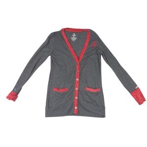Colosseum Alabama Crimson Tide Cardigan Sweater Grey Red Womens Small RN114166